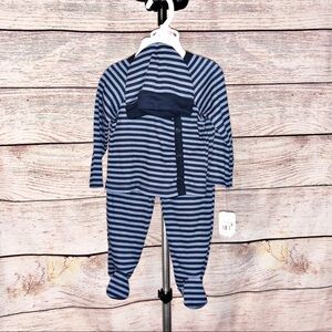 Lullaby Lane Blue Striped Infant 3 Piece Outfit Size 6-9M